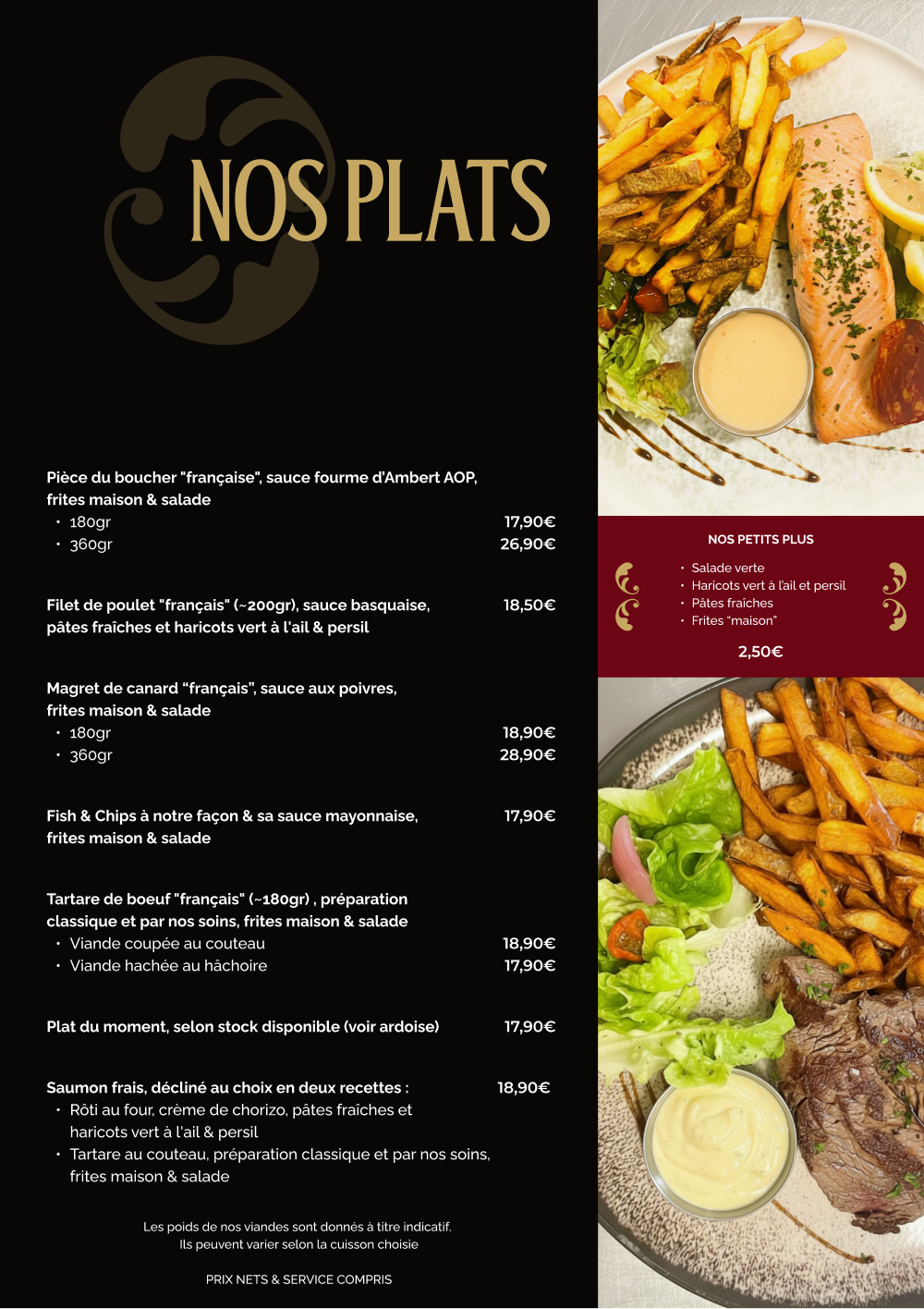 Carte des plats